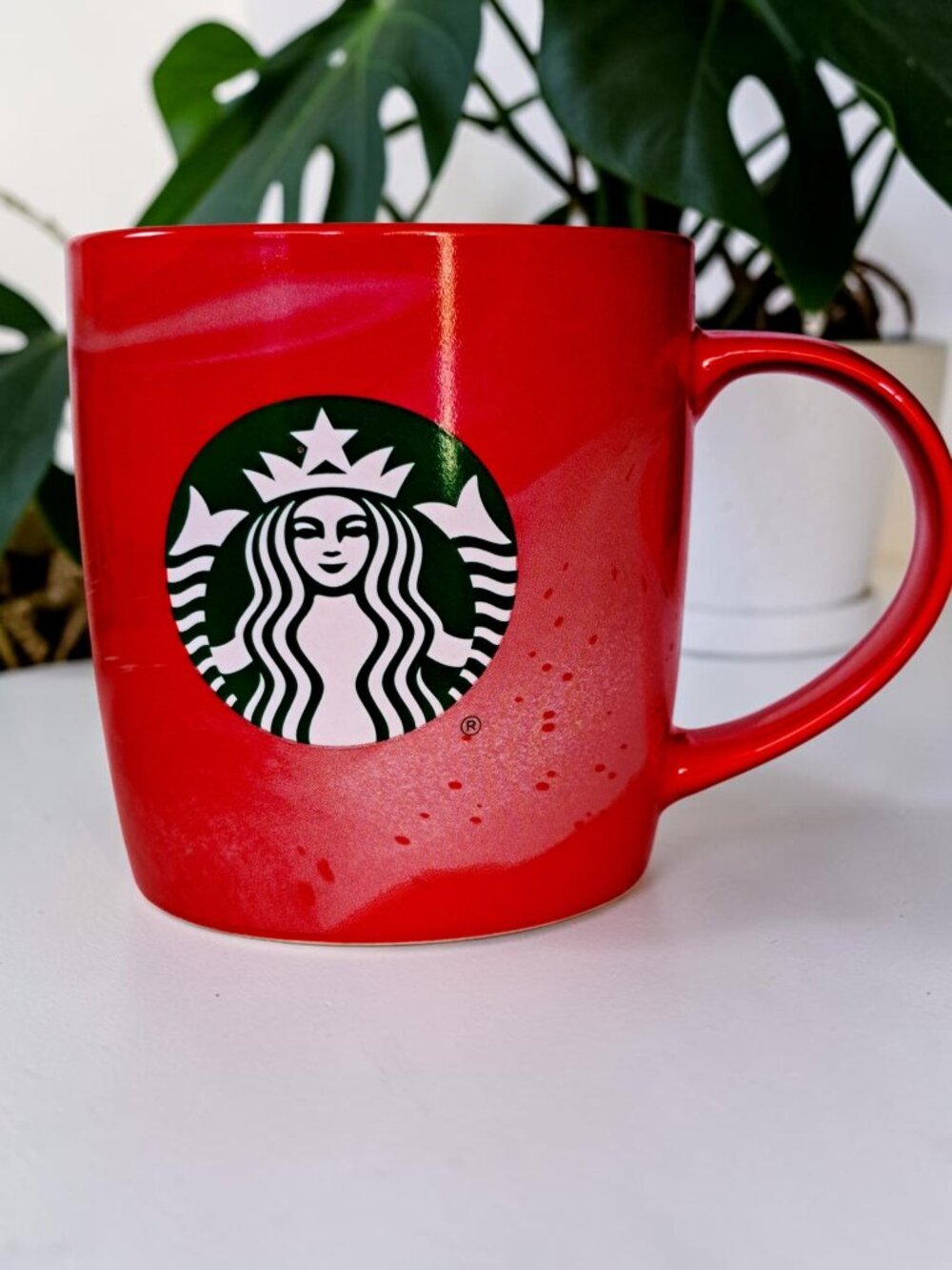 Starbucks 11oz Red White Swirl Ceramic Mug Cup 2024 Microwave & Dishwasher Safe